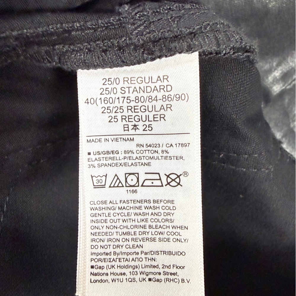 GAP Vintage Slim Sky High Black Foil Coated Jeans 25/0 Regular - Picture 8 of 8